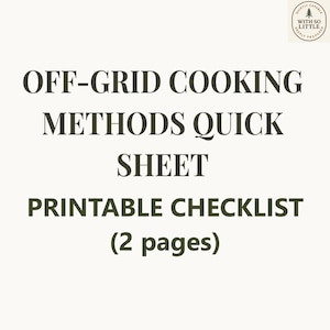 Lista kontrolna metod gotowania w sytuacjach awaryjnych do wydrukowania – Opcje i bezpieczeństwo poza siecią – 2-stronicowy plik PDF