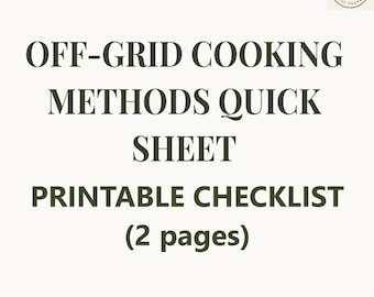 Emergency Cooking Methods Checklist Printable - Off-Grid Options & Safety - 2-Page PDF