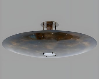 1950s Italian 1 Light Brass Disk Chandelier Mid Century Modern Pendant Light Fixture Elegance Brass Ceiling Light Sputnik Chandelier