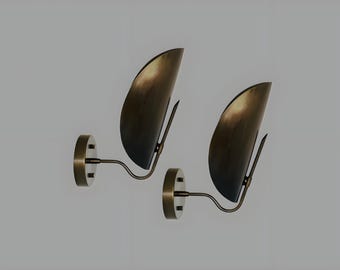 Mid Century Black Brass Wall Sconce Italian Modern Curved Sputnik Wall Light Fixture Elegance Brass Wall Lamp Bedroom Lamp