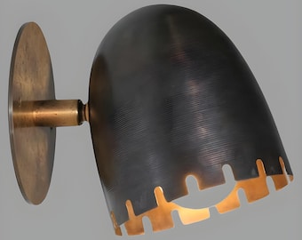 1950s Mid Century Brass Cone Wall Sconce Handmade Italian Modern Perforated Shade Light Fixture Sputnik Brass Wall Lamp