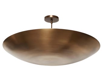 1950s Mid Century Brass Disk Chandelier Handmade 3 Light Italian Modern Pendant Ceiling Light Fixture Elegance Brass Chandelier