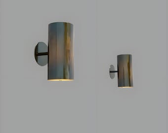 Mid-Century Black Brass Cylinder Wall Sconce Italian Modern Elegance Wall Light Sputnik Brass Wall Lamp Vanity Light, Hallway Lamp