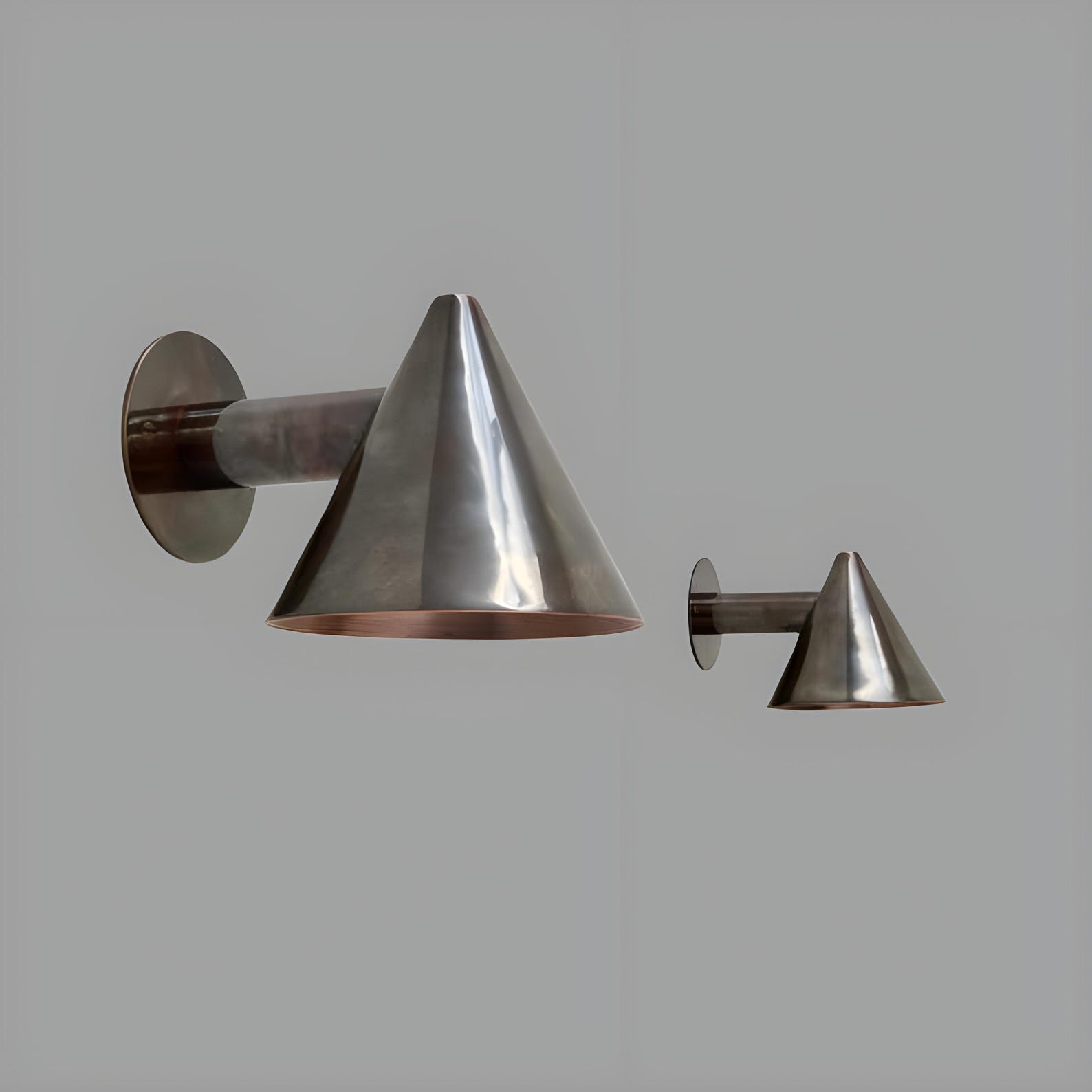 Mid-Century Brass Cone Wall Sconce Italian Modern Wall Light Fixture Sputnik Brass Wall Lamp Bedroom Wall Lamp - Pair Of Sconce, Polished Chrome