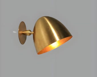 Mid-Century Patinated Brass Wall Sconce Italian Bell shaped Modern Wall Light Sputnik Brass Wall Lamp Bedroom Wall Light, Reading Lamp