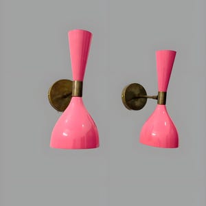 Jaren 1950 dubbele kegel wandlamp messing accent Italiaanse moderne stijl lichtpunt Spoetnik messing wandkandelaar slaapkamer wandlamp
