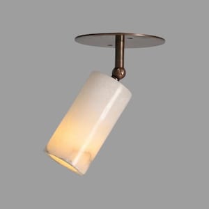 Mid century Adjustable Alabaster Spotlight, Brass Flush Mount Ceiling Light, Natural Stone Modern Fixture