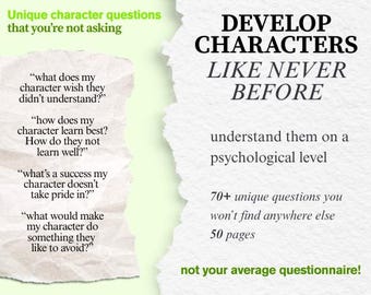 Unique Character Development Questions for Writers Vol. 1