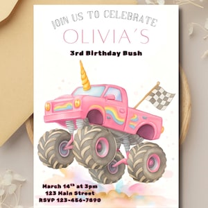 Monster Truck Digital Birthday Invitation, Monster Truck Birthday Party