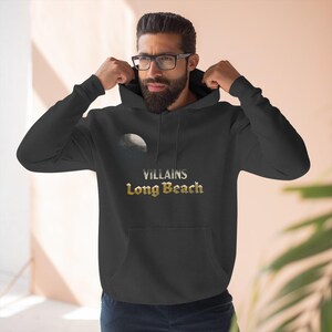 Villains Long Beach Fleece Hoodie, Cozy Sweatshirt for Casual Outings, Great Gift for Fans, Urban Style Hoodie, Mens Womens Hoodie
