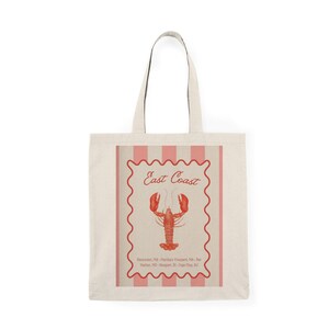 East Coast Lobster Tote Bag, Eco-Friendly Shopping Bag, Summer Beach Canvas Bag, Gift for Seafood Lovers, Reusable Grocery Bag