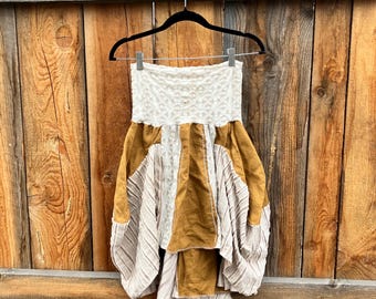 Falda Willow con estampado occidental de lino mostaza