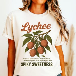 Lychee Fruit Graphic T-Shirt Comfort Colors Vintage Botanical Spiky Sweetness Tee