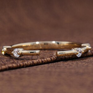 Open Gap Diamond Wedding Ring for Engagement Ring, Half Eternity Wedding Ring, Lab Grown Diamonds, Stackable Yellow/White/Rose Gold Band