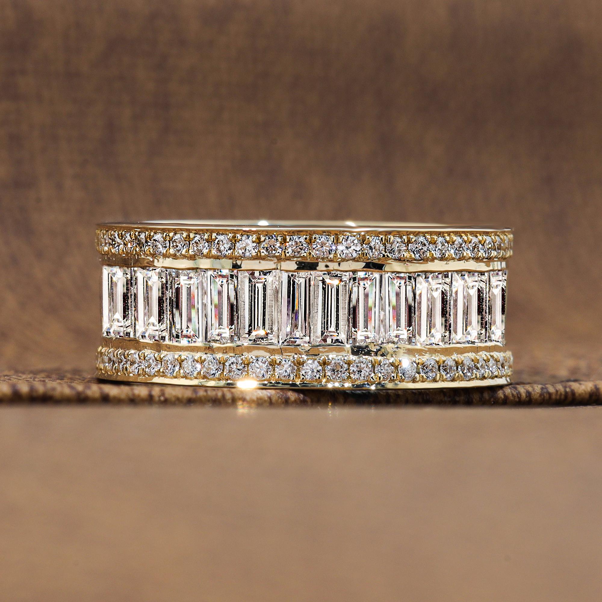 Baguette Cut Lab Grown Diamond Wedding Band Full Eternity Ring Round ...