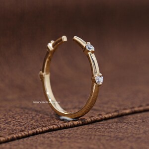 Open Gap Diamond Wedding Ring for Engagement Ring, Half Eternity Wedding Ring, Lab Grown Diamonds, Stackable Yellow/White/Rose Gold Band