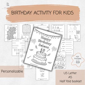 PERSONALIZED Kids Birthday Activity Booklet | Coloring Book | Birthday Activity Books | Children&#39;s Activity Book for Birthdays