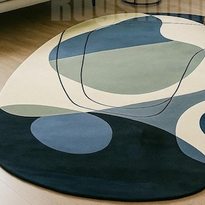 Modern Abstract Area Rug – Colorful Geometric Living Room Carpet, Contemporary Art Rug for Bedroom, Office & Home Décor