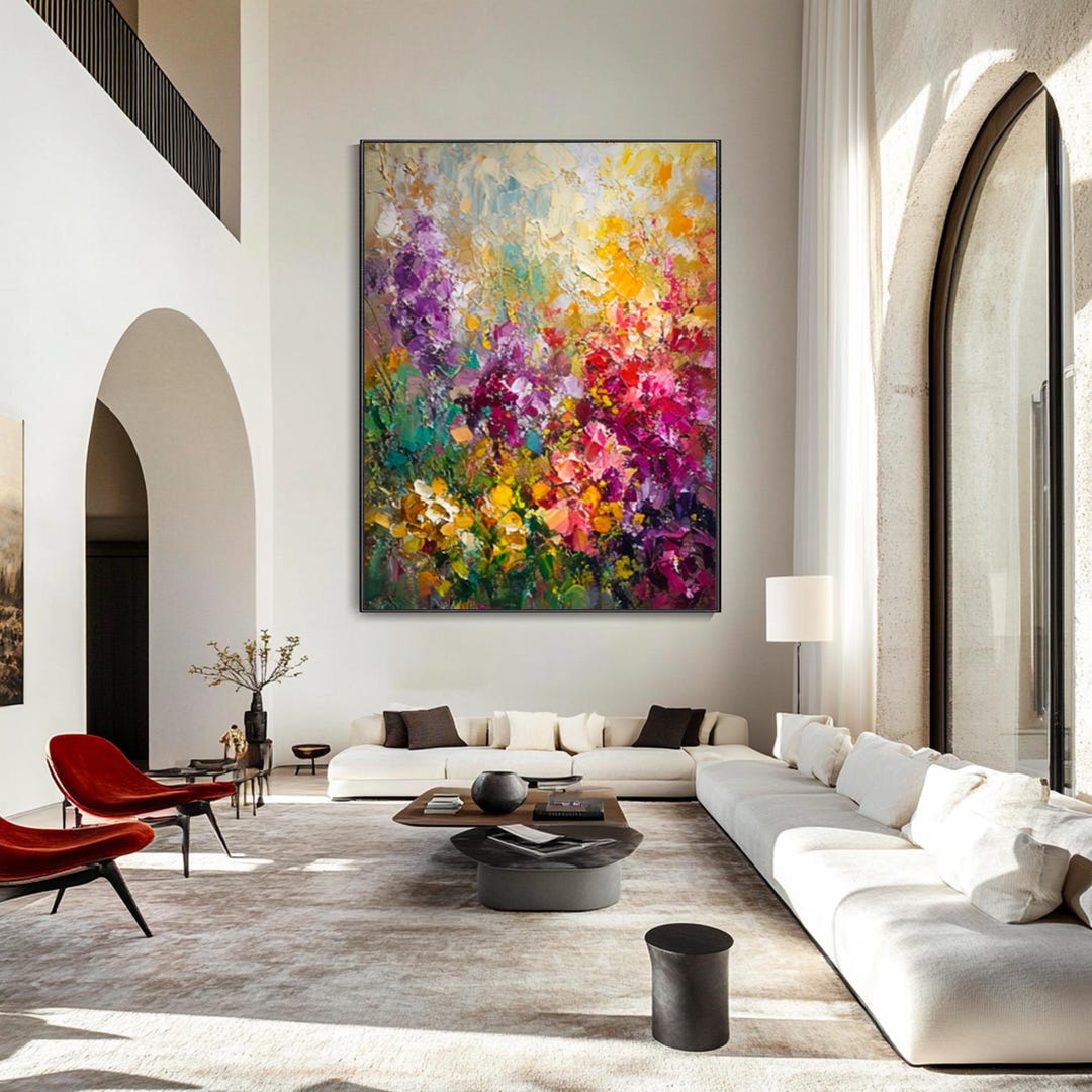Abstract Colorful Floral Wildflower Field Texture Wall Art Colorful ...
