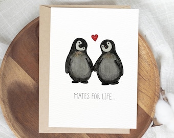 Penguin Love Card: Mates for Life Anniversary Card