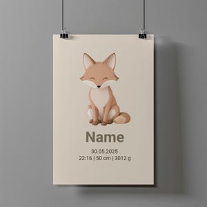 Póster personalizable de nacimiento de bebé (A4, A3, rosa): nombre, fecha y detalles