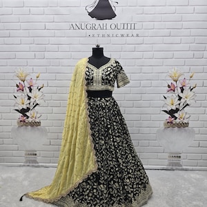 Zestaw Lehenga dla druhenki z zielonej żorżety, Lehenga Choli, gotowy do noszenia, indyjski strój weselny Lengha Choli dla kobiet