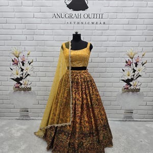Embroidered Chinnon Silk Lehenga Choli: Mirror Work, Soft Net Dupatta