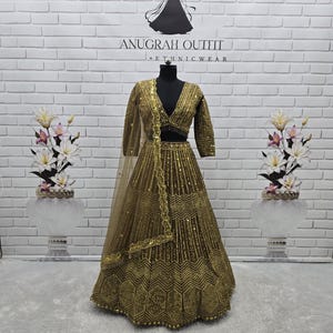 Golden Kasturi Silk Georgette Lehenga Choli For Women Or Girls, Indian Designer Ready To Wear Lehenga Choli For Women, Ethnic Wear Lehenga