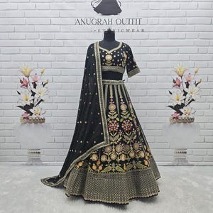 Gotowa do noszenia zielona lehenga z żorżety choli sekwencja pracy lehenga choli indyjski ślub lehenga choli dla kobiet bollywoodzki strój imprezowy lehengas