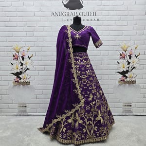 Purple Thai Silk Lehenga Choli: Indian Wedding Partywear, Made to Measure