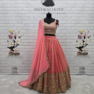 Made To Measure Pink Organza Lehenga Choli for Wedding, Indian Partywear Lehenga Choli Set for Women, South Asian Fashion