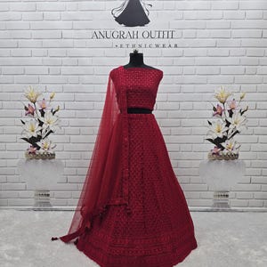 Made To Measure Red Georgette Lehenga Choli for Wedding, Indian Partywear Lehenga Choli Set for Women, South Asian Fashion