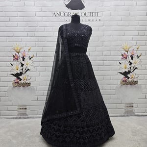 Made To Measure Black Soft Net Lehenga Choli for Wedding, Indian Partywear Lehenga Choli Set for Women, South Asian Fashion