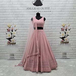 Made To Measure Light Pink Georgette Lehenga Choli for Wedding, Indian Partywear Lehenga Choli Set for Women, South Asian Fashion