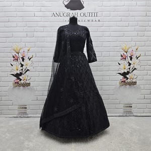 Ready To Wear Black Georgette Lehenga Choli for Wedding, Indian Partywear Lehenga Choli Set for Women, South Asian Fashion