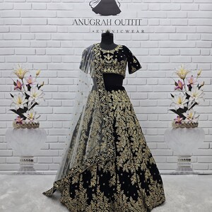 Indian Wedding Wear Velvet Lehenga Choli For Wedding, Indian Party Wear Lehenga Choli For Women Or Girls, Wedding Lehenga, Ethnic Wear