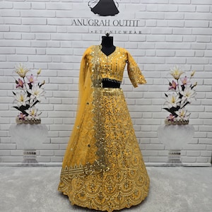 Bridesmaid Yellow Lehenga Thai Silk Lehenga Choli for Women or Girls Ready to Wear Soft Net Indian Wedding Partywear Lengha Choli