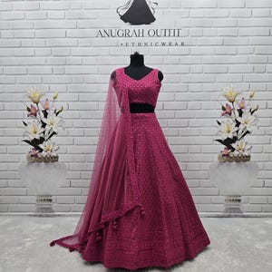 Pink Lehenga Choli Pink Sequence Work Lengha Choli Indian Wedding Lehenga Choli For Women Bollywood Party Wear Designer Lehengas Cholis