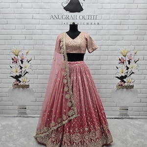 Made To Measure Light Pink Georgette Lehenga Choli for Wedding, Indian Partywear Lehenga Choli Set for Women, South Asian Fashion