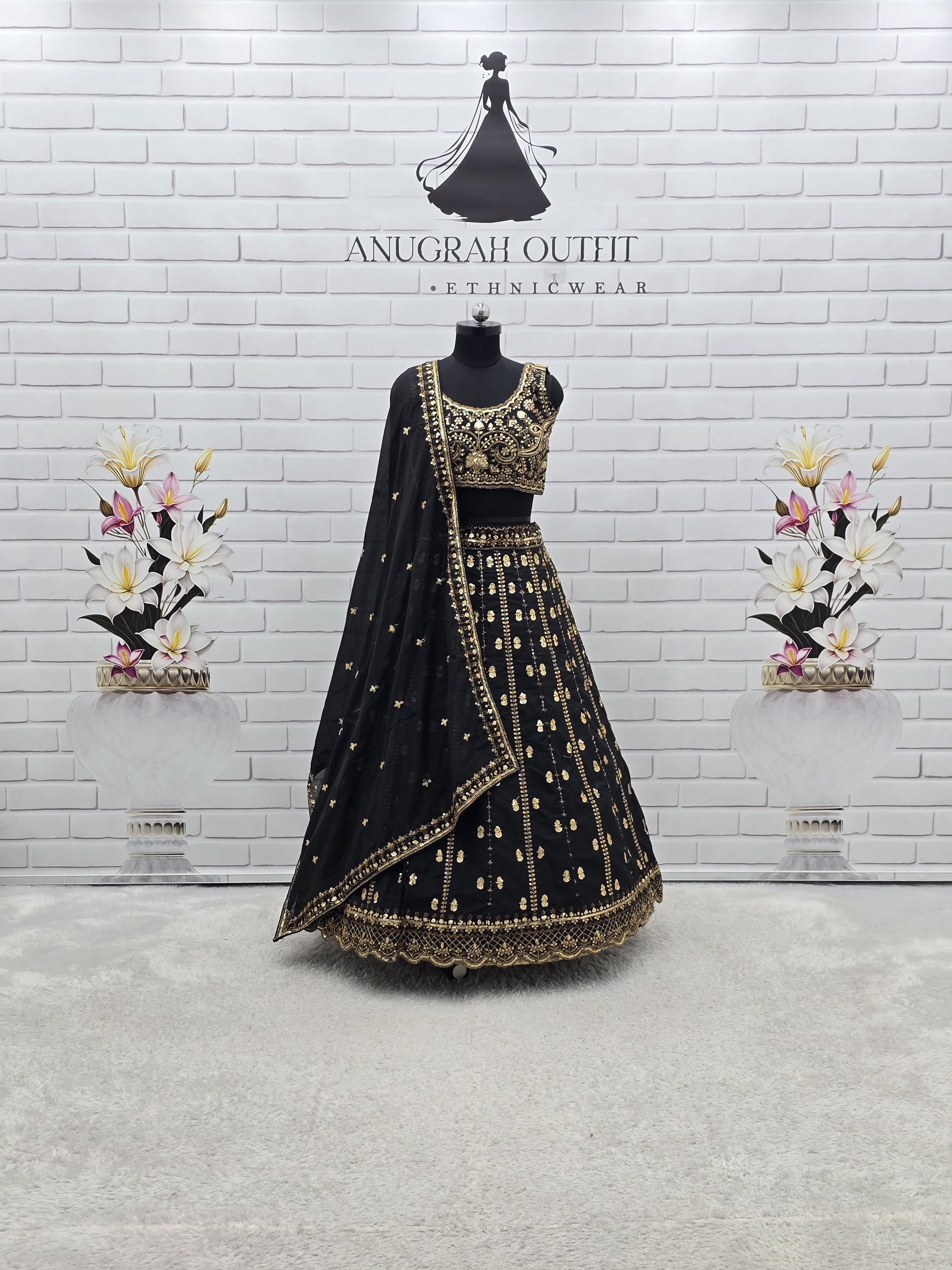 Black and Gold Women Indian Clothes