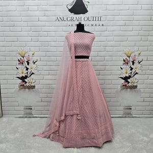 Indian Partywear Light Pink Georgette Lehenga Choli With Sequins Embroidery Work And Dupatta For Women, Designer Lehenga, Bollywood Lehenga