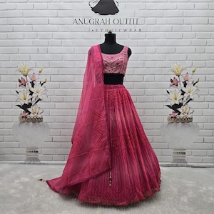 Pink Organza Lehenga Choli: Embroidered Indian Wedding Wear