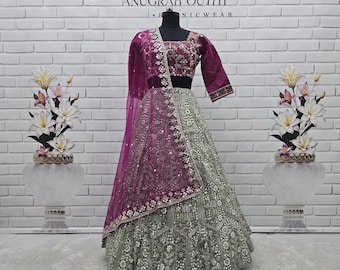 Indian Wedding Georgette lehenga Choli Set With Dupatta And Embroidery Sequins Work For Women