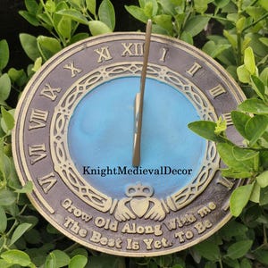 Brass Sundial 10&quot; – Grow Old Along With Me – Unique Gift for Garden, Gift for Couples, Anniversary, Wedding, Him/Her, Home & Office Décor