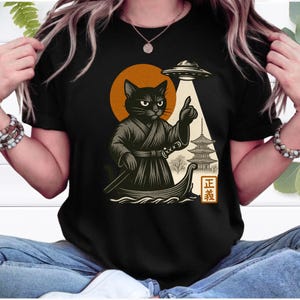 Camisa gráfica engraçada de algodão pesado com estampa de guerreiro ninja samurai e tops curtos para homens, mulheres e jovens