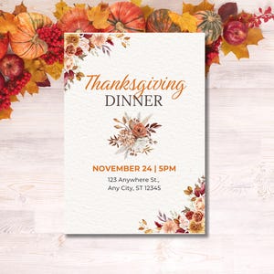 Let&#39;s Give Thanks Einladung, selbst bearbeitbare Thanksgiving-Einladung Friendsgiving-Einladung, Thanksgiving-Dinner-Einladung, digitale Einladung