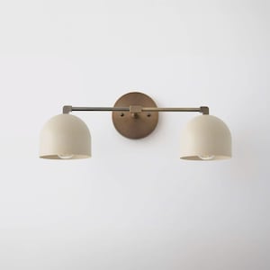 Brass Double Arm Vanity Light: Mid-Century Modern Bathroom Sconce For Home Decor