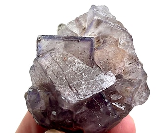 Purple Phantom Fluorite with Calcite Specimen, Pakistan