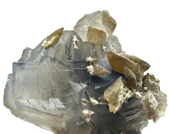 Cubic Fluorite with Calcite Specimen, Pakistan Origin (612 Gram)