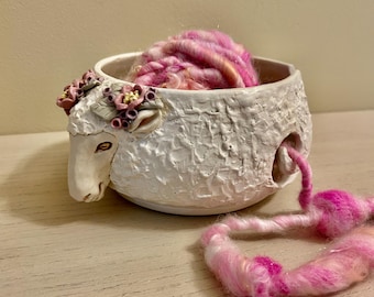 Floral Sheep Yarn Bowl